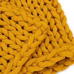 Corner detail of Nuzzie blanket weave #Color_Marigold