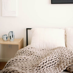Bed with blanket #Color_Taupe