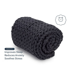 Rolled blanket with sheep icon and benefits #Color_Charcoal