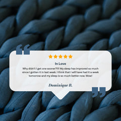 Detail shot of Nuzzie blanket with 5 star review#Color_Dusty-Blue